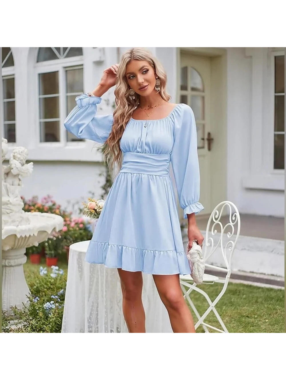 Zaful Light Blue Open Back Dress - Size 6
